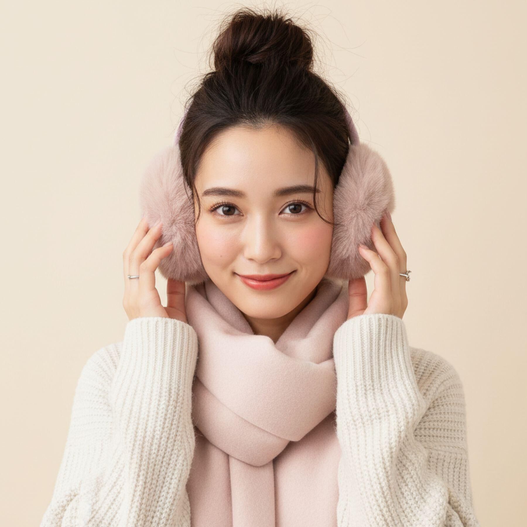 Ober Tashe「【防寒】もふもふあったか　太アームのイヤーマフ」|イヤーマフ|ピンク(072)