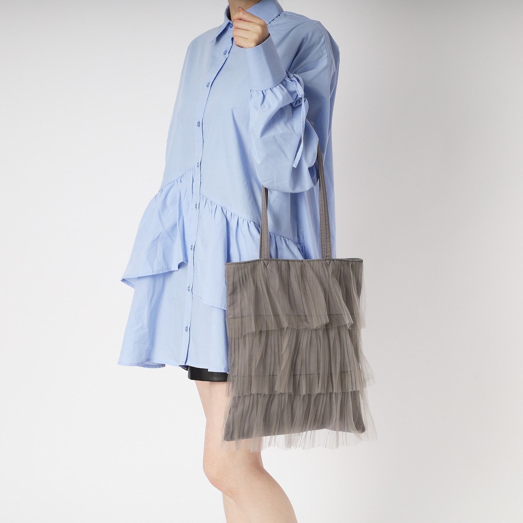 Ober Tashe「軽量 チュールティアードフリルトート」|トートバッグ|