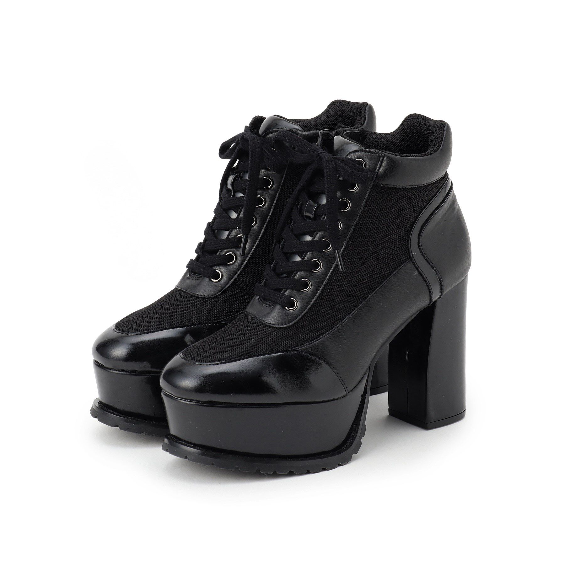 ESPERANZA「【ラク盛り／ショートブーツ】リピーター続出／脚長美脚　厚底メッシュスポーティーショートブーツ」|ショートブーツ|