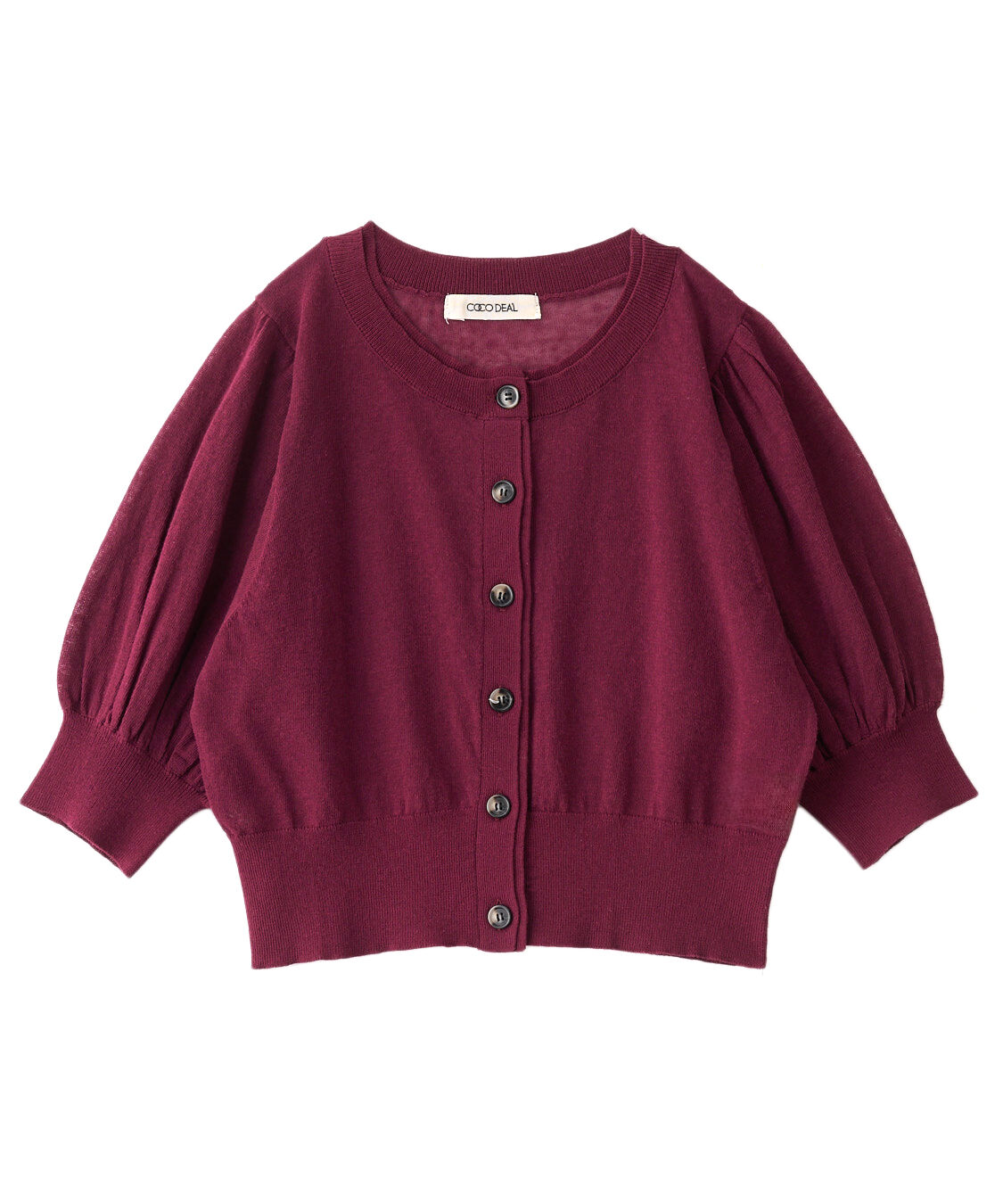 COCO DEAL「シアーバイカラーニットカーディガン」|ニット・セーター|ボルドー