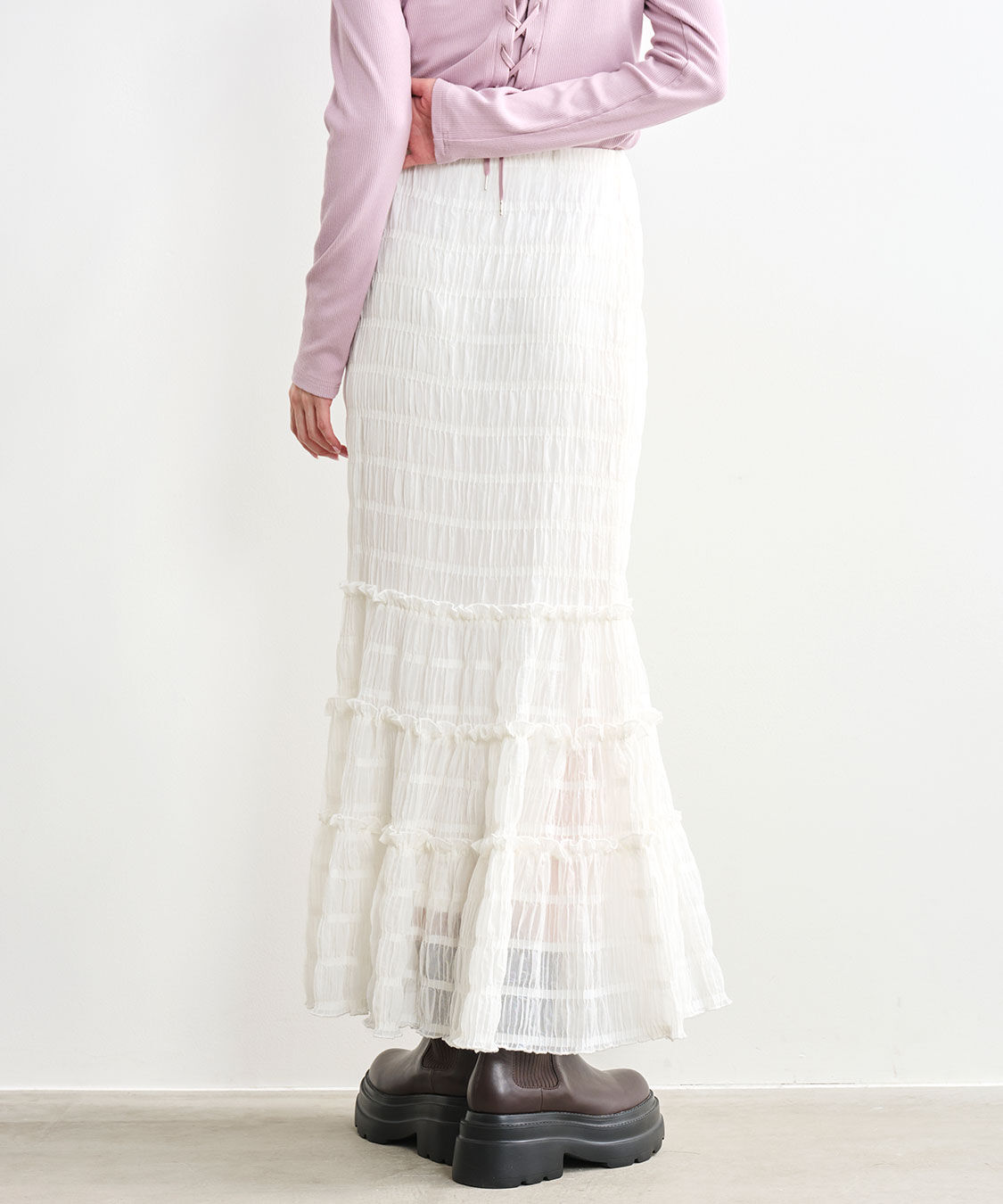 COCO DEAL「シアーボーダーティアードスカート」|スカート|