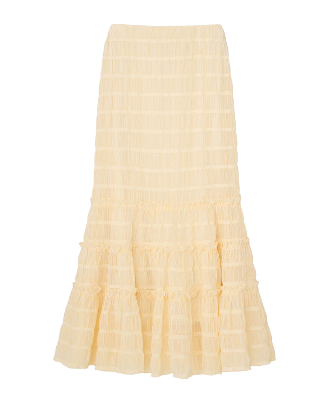 COCO DEAL「シアーボーダーティアードスカート」|スカート|イエローベージュ