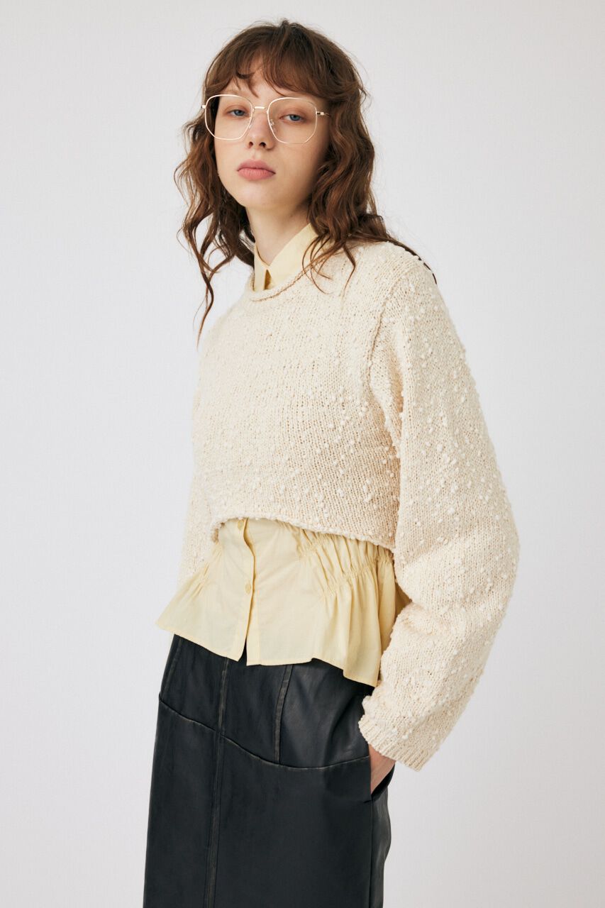 MOUSSY「WIDE SLEEVE CROPPED ニット」|ニット・セーター|