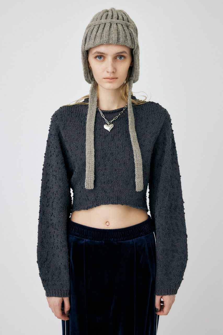 MOUSSY「WIDE SLEEVE CROPPED ニット」|ニット・セーター|