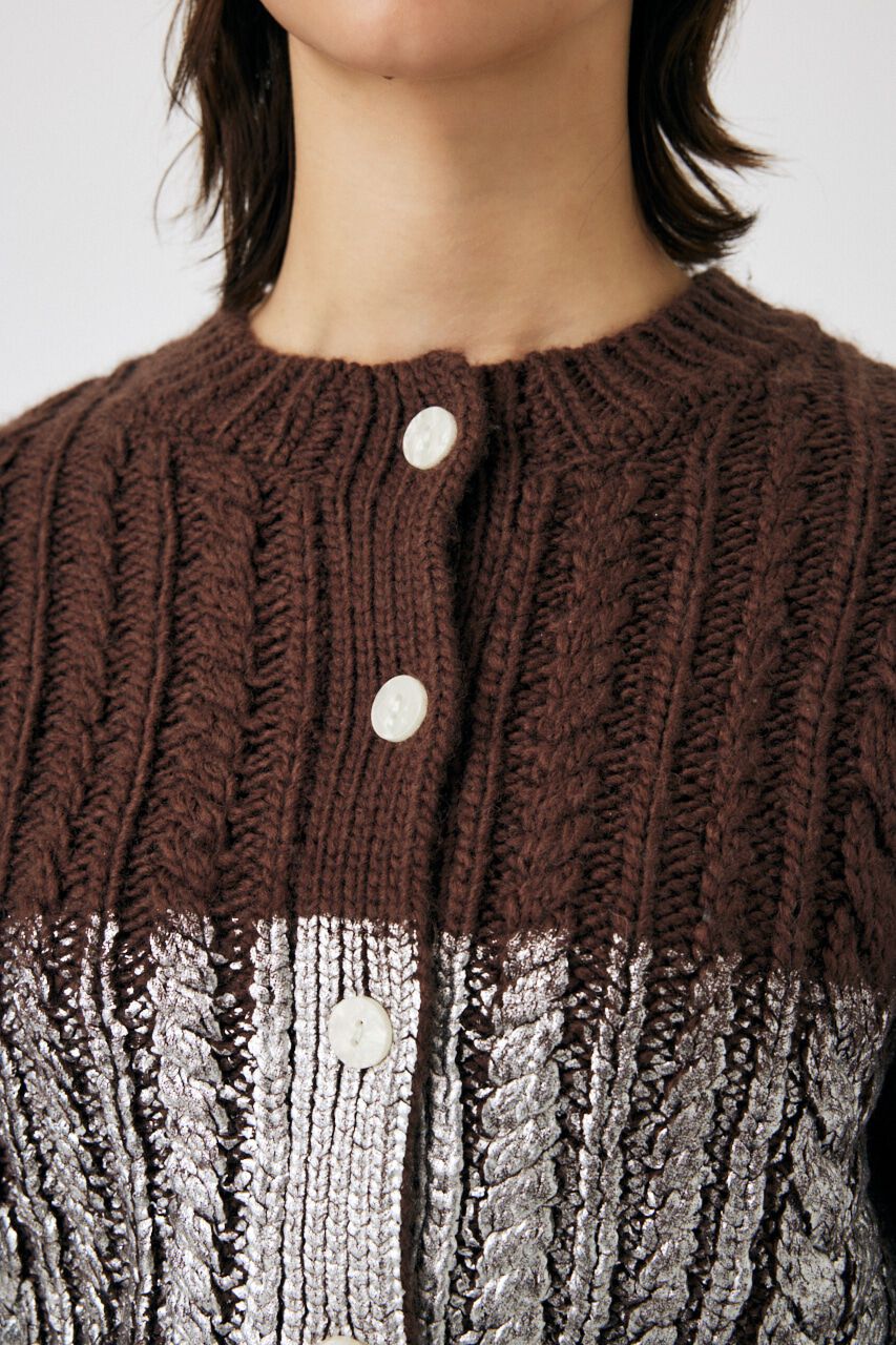 MOUSSY「FOIL PRINT CABLE カーディガン」|カーディガン|