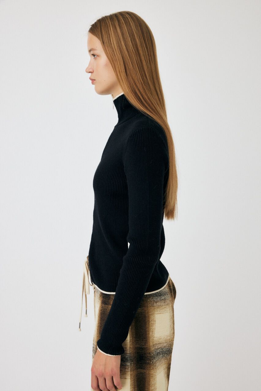 MOUSSY「BI COLOR ZIP UP RIB ニット」|ニット・セーター|