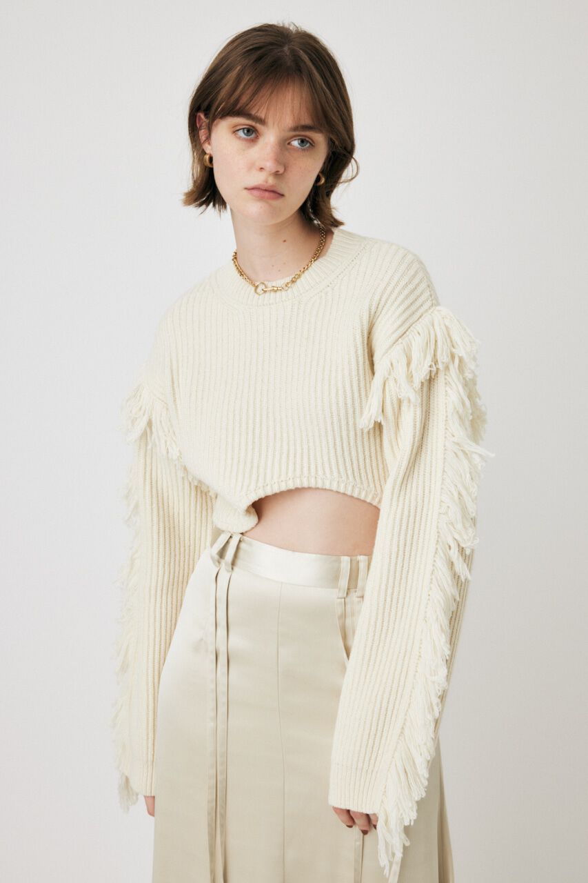 MOUSSY「IRREGULAR HEM CROPPED ニット」|ニット・セーター|