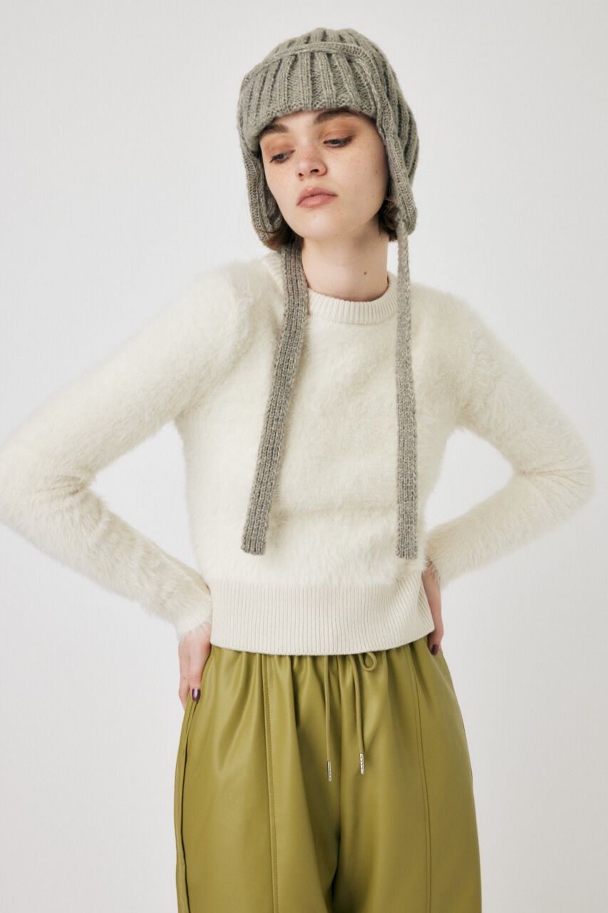 MOUSSY「CROPPED SHAGGY KNIT トップス」|ニット・セーター|