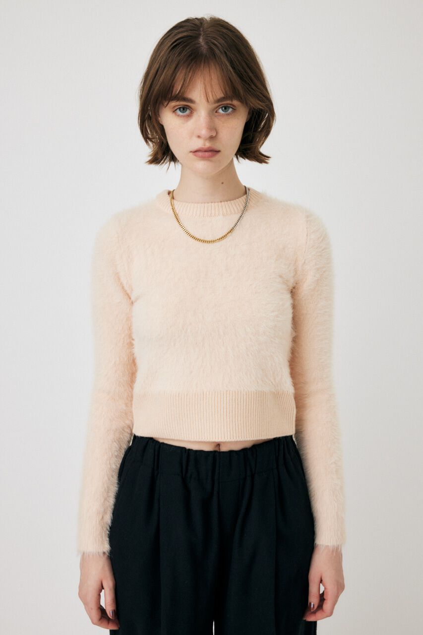 MOUSSY「CROPPED SHAGGY KNIT トップス」|ニット・セーター|