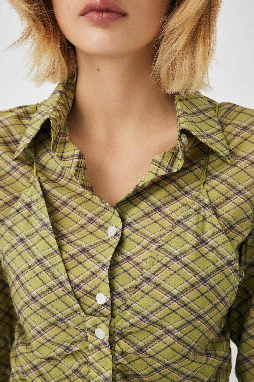 MOUSSY「DIAGONAL CHECK SHEER ブラウス」|シャツ・ブラウス|
