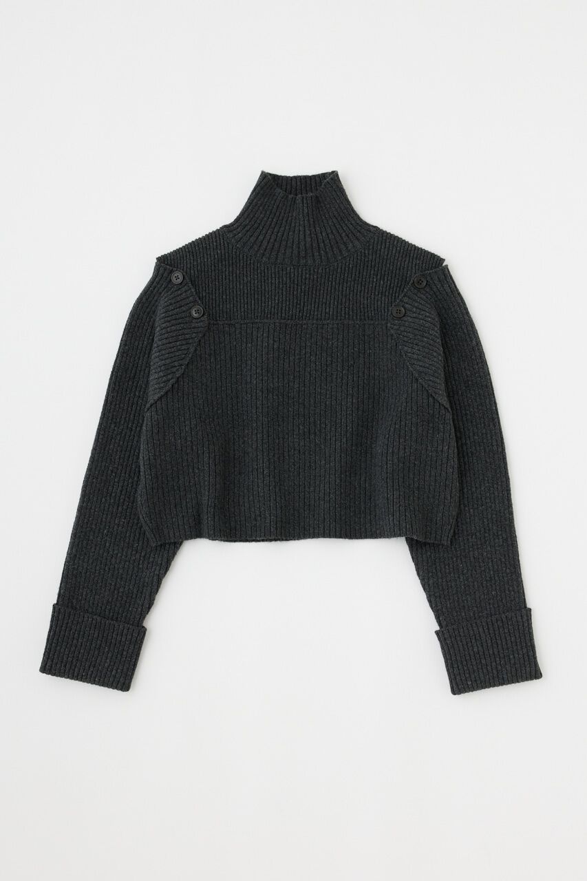 MOUSSY「LAYERED LIKE オープンショルダーニット」|ニット・セーター|C.GRY