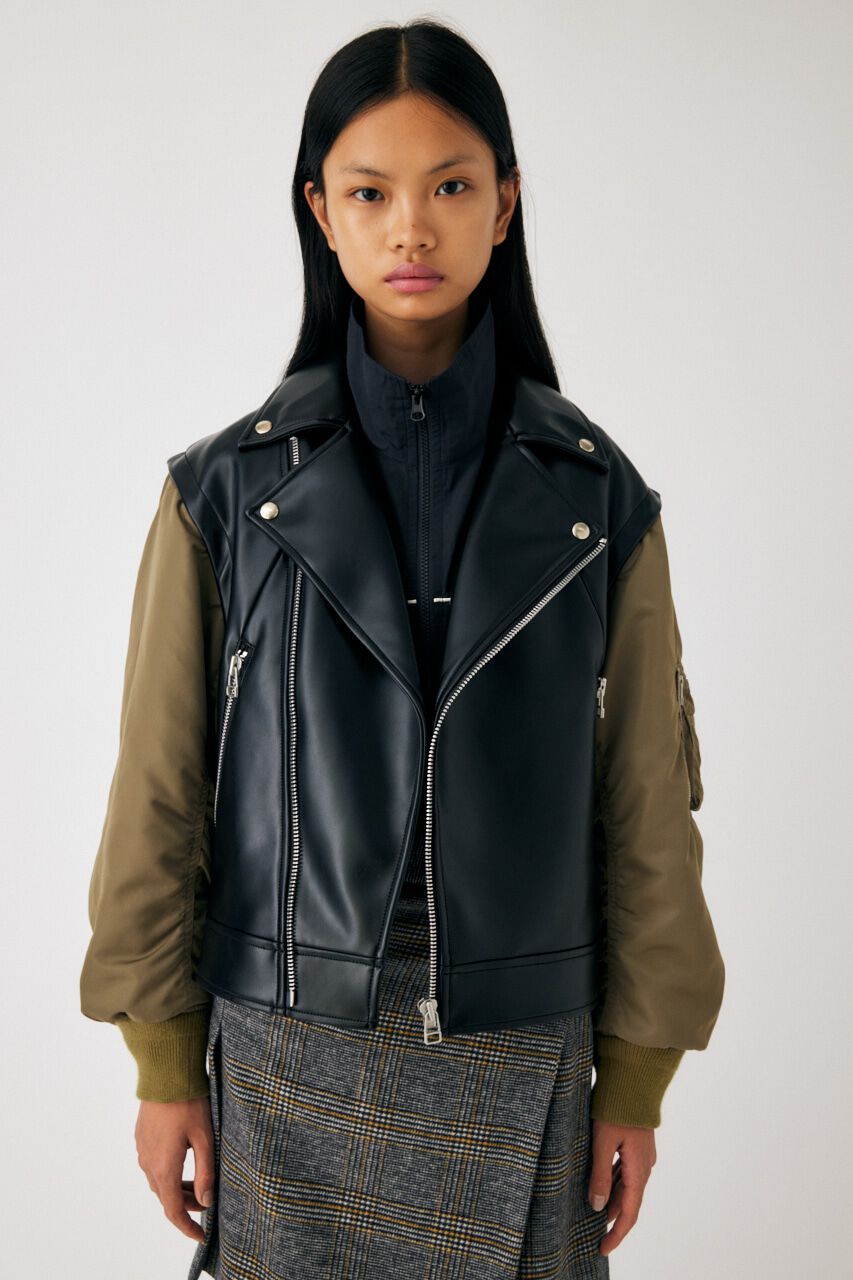 MOUSSY「FAUX LEATHER DETACHABLE ジャケット」|その他|BLK