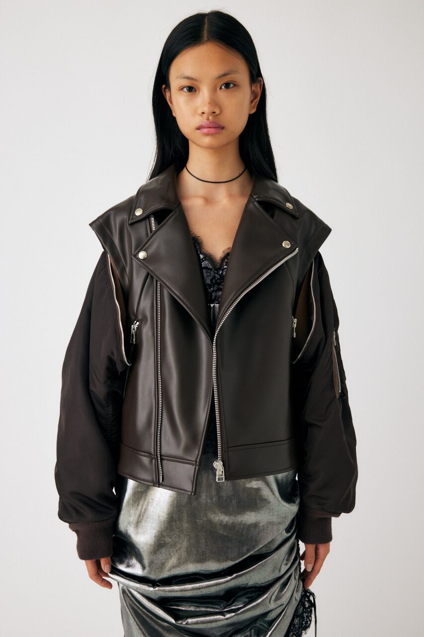 MOUSSY「FAUX LEATHER DETACHABLE ジャケット」|その他|D/BRN3