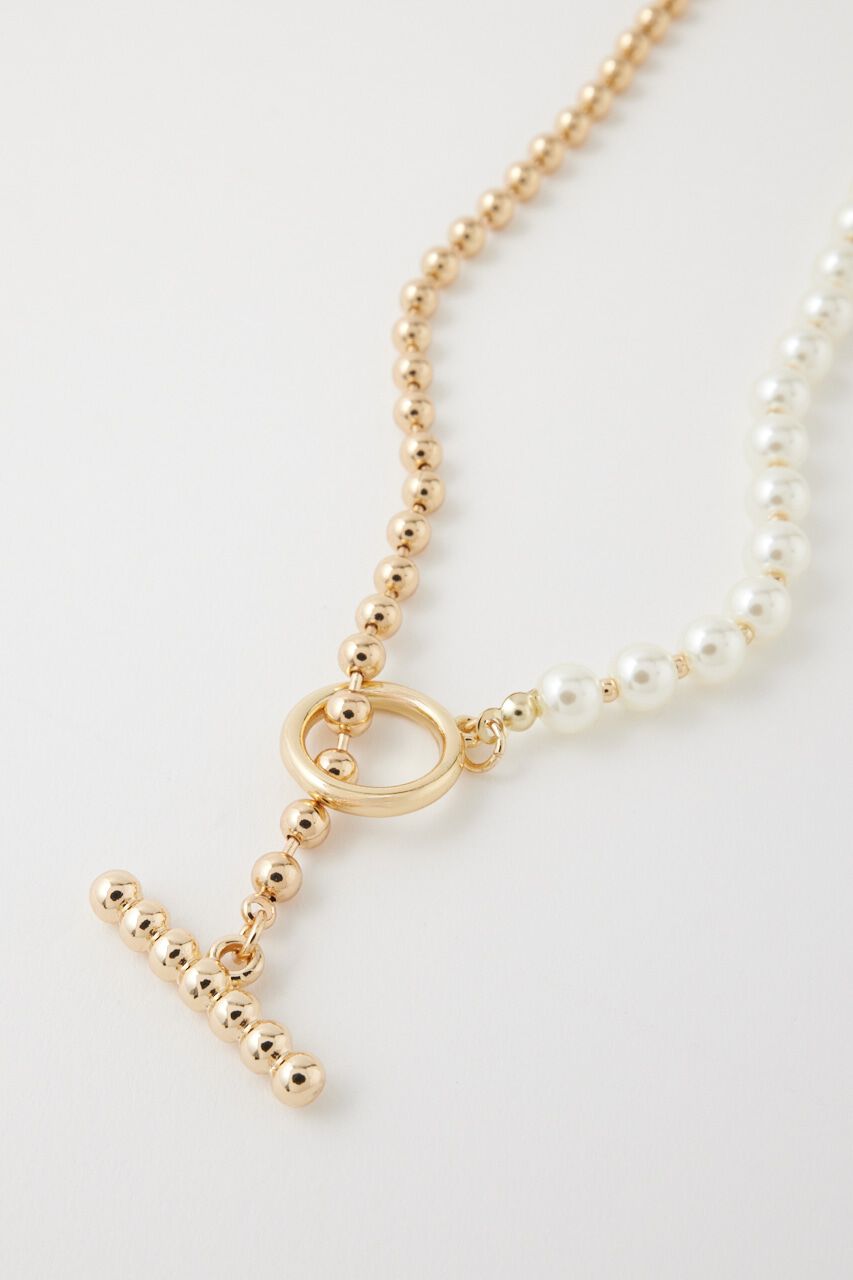 MOUSSY「F／PEARL ＆ BALL CHAIN ネックレス」|ネックレス|