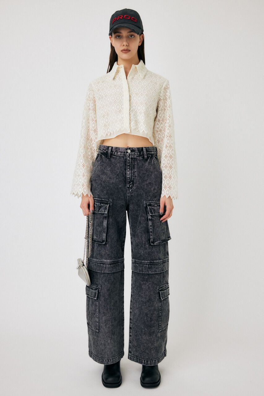 MOUSSY「GEOMETRIC LACE CROP シャツ」|シャツ・ブラウス|