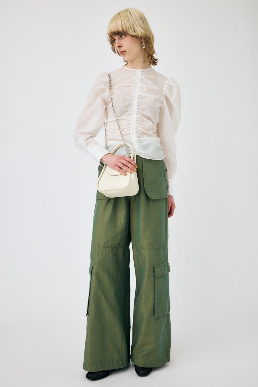 MOUSSY「NO COLLAR GATHER ブラウス」|シャツ・ブラウス|