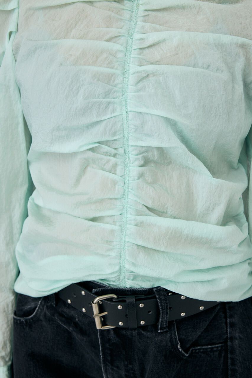 MOUSSY「NO COLLAR GATHER ブラウス」|シャツ・ブラウス|