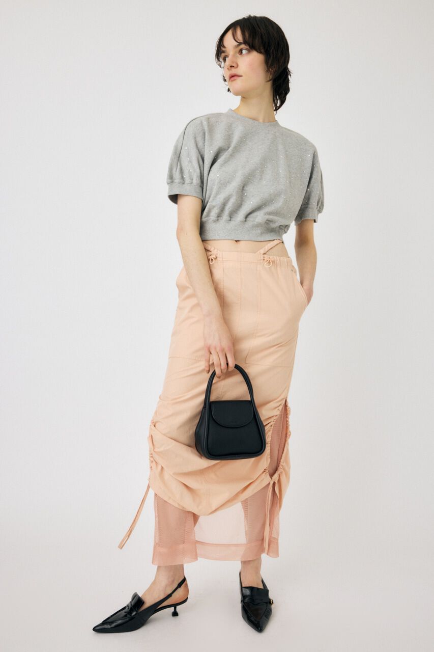 MOUSSY「RHINESTONE CROPPED スウェット」|Tシャツ・カットソー|