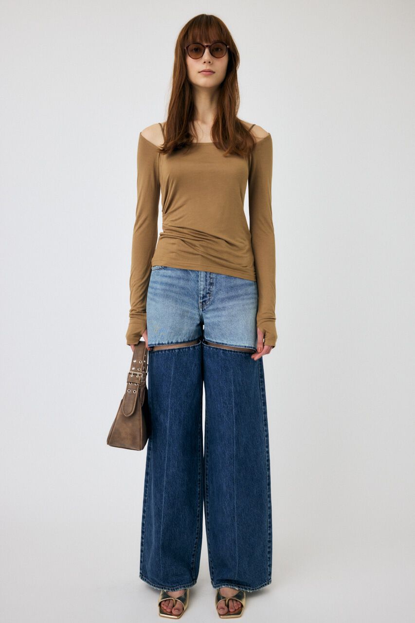 MOUSSY「SQUARE NECK GATHER トップス」|Tシャツ・カットソー|