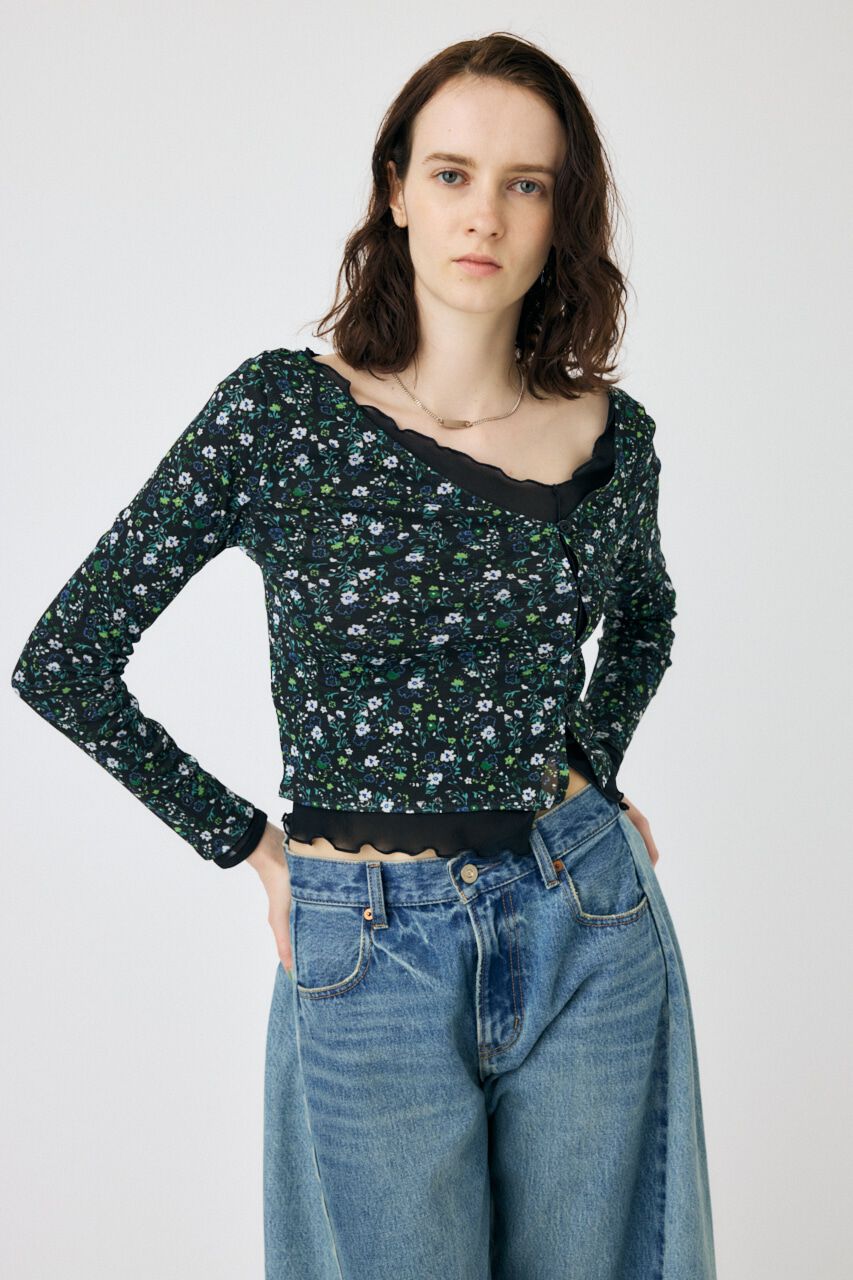 MOUSSY「LAYERED ASSYMETRIC SHEER トップス」|Tシャツ・カットソー|