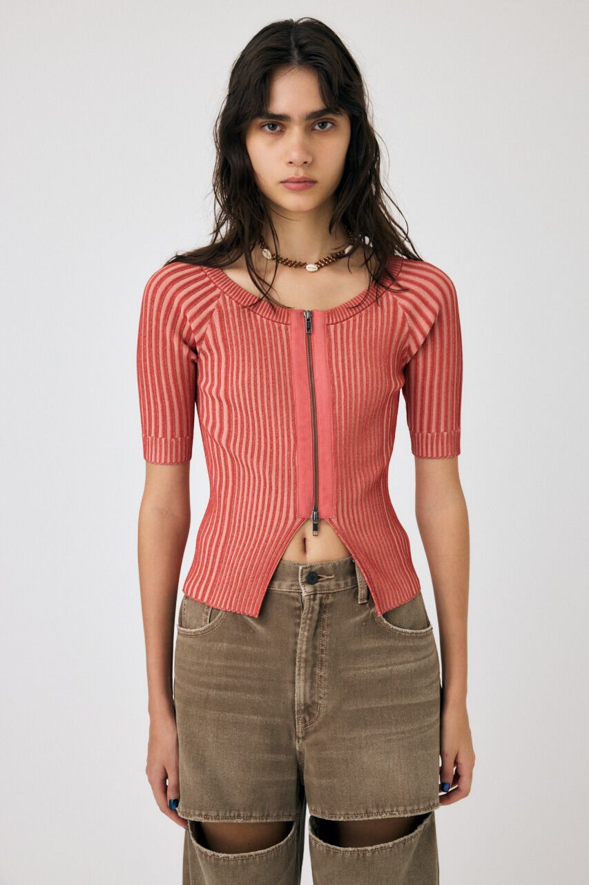 MOUSSY「ZIP UP RIB トップス」|ニット・セーター|