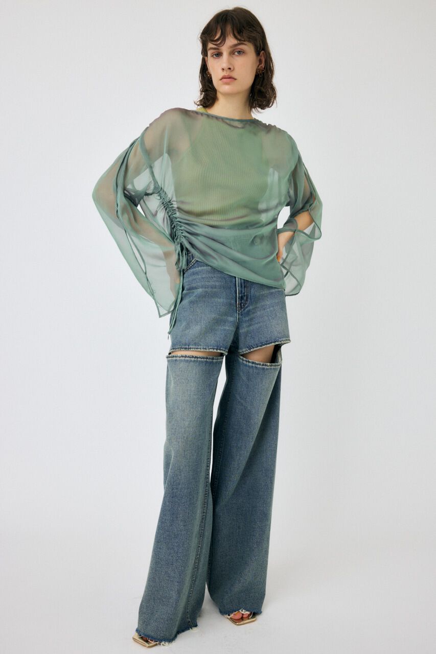 MOUSSY「SHEER GATHER ブラウス」|シャツ・ブラウス|