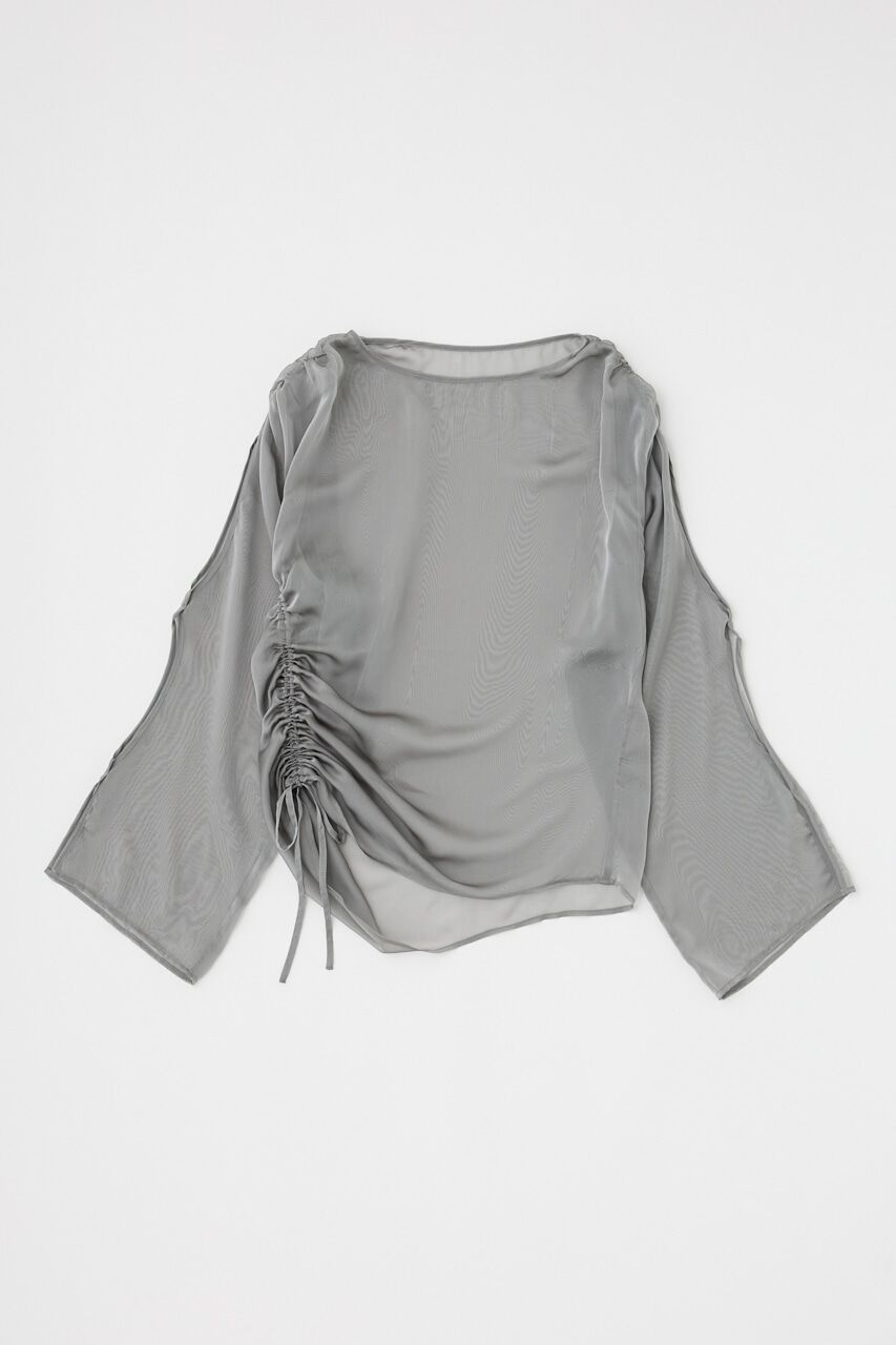 MOUSSY「SHEER GATHER ブラウス」|シャツ・ブラウス|GRY