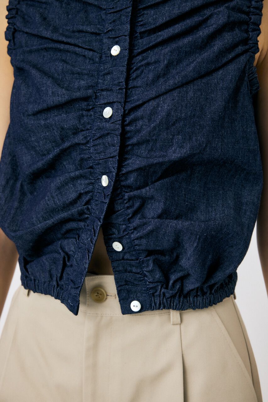 MOUSSY「GATHER SLEEVELESS デニムシャツ」|シャツ・ブラウス|