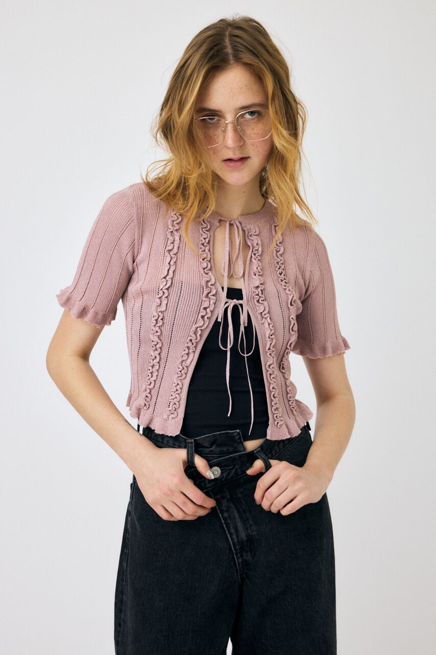 MOUSSY「FRILL STRIPED カーディガン」|ニット・セーター|