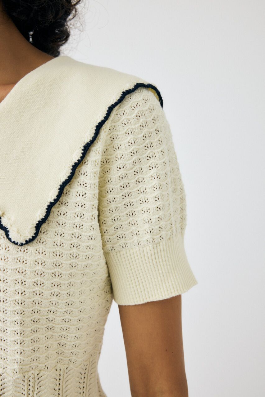 MOUSSY「KNIT LACEWORK COLLAR カーディガン」|ニット・セーター|
