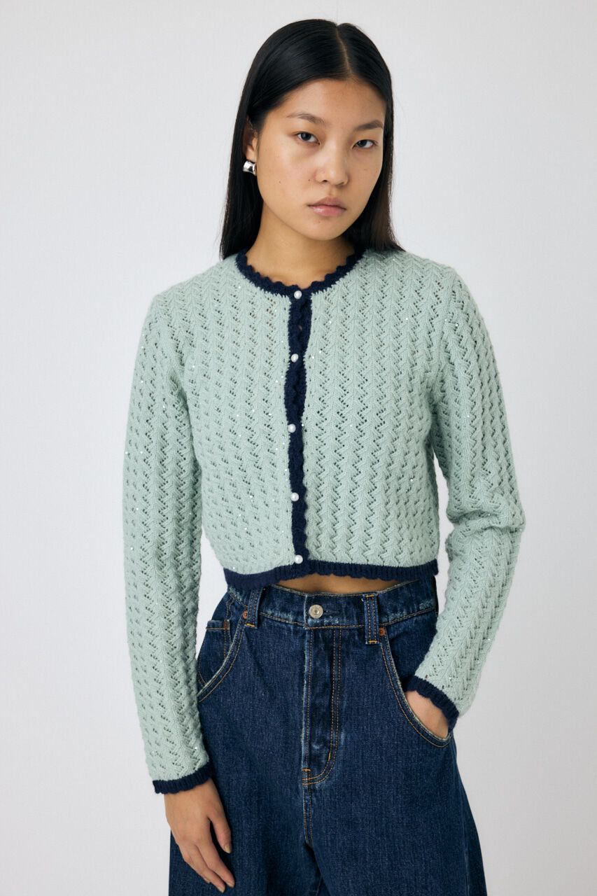MOUSSY「GLITTER ニットカーディガン」|カーディガン|