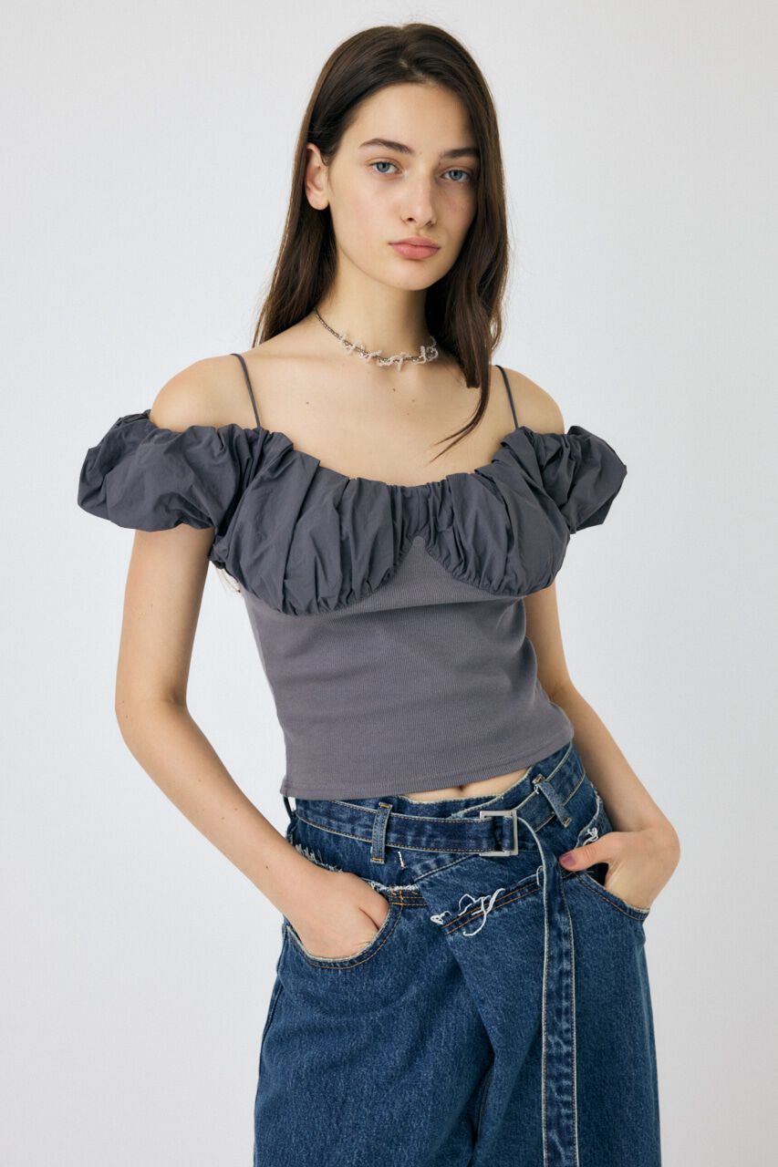 MOUSSY「VOLUME SLEEVE DOCKING トップス」|Tシャツ・カットソー|