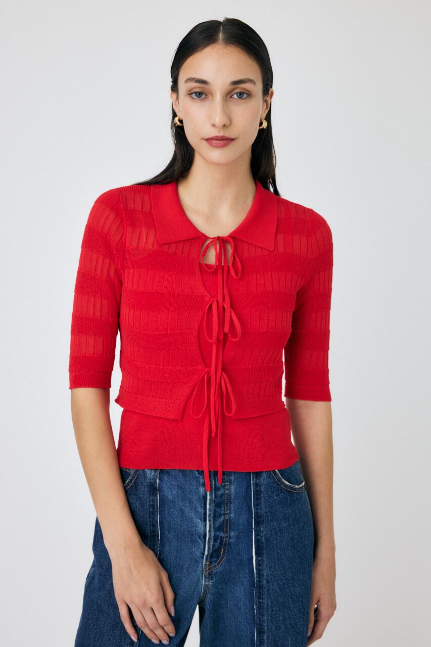 MOUSSY「KNIT CAMI & RIBBON シャツセット」|ニット・セーター|