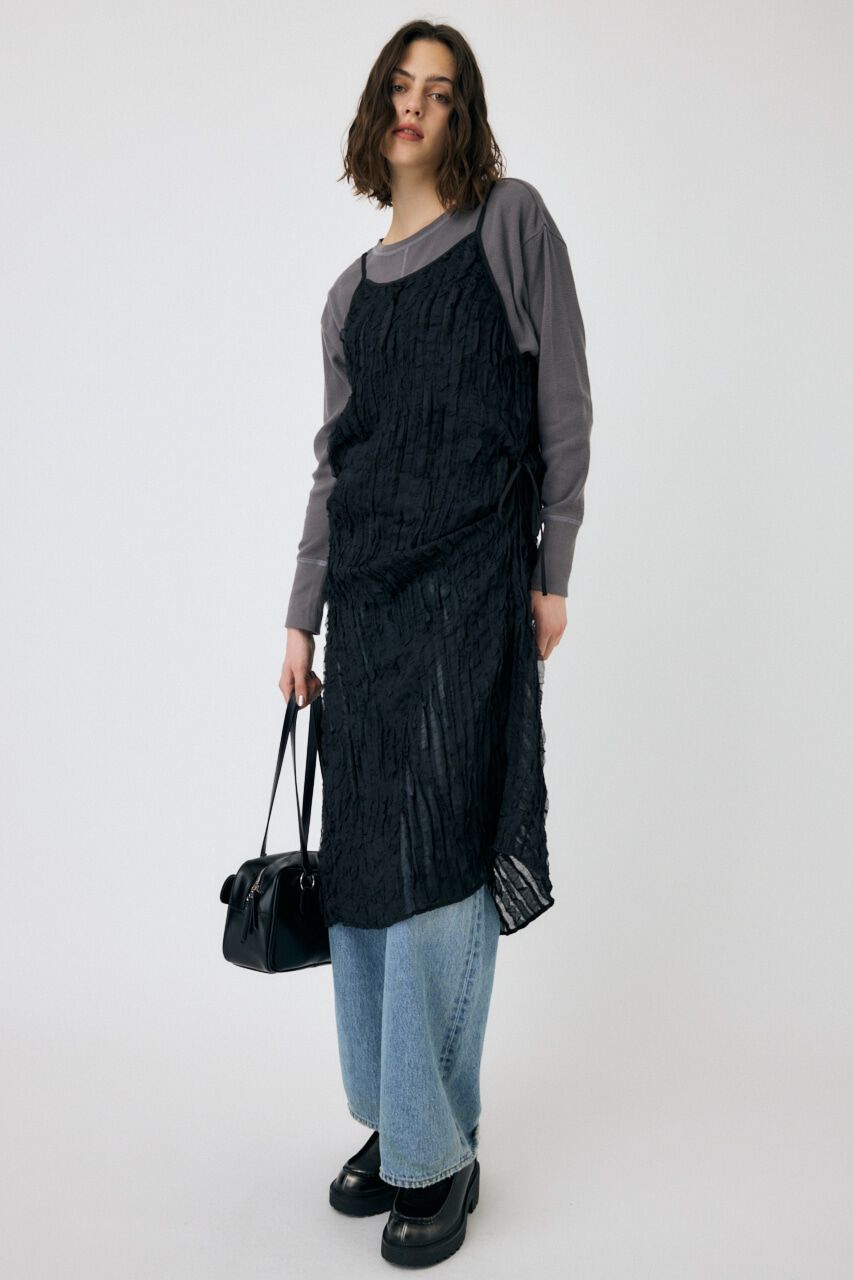 MOUSSY「SHEER FRILL キャミドレス」|ワンピース|BLK