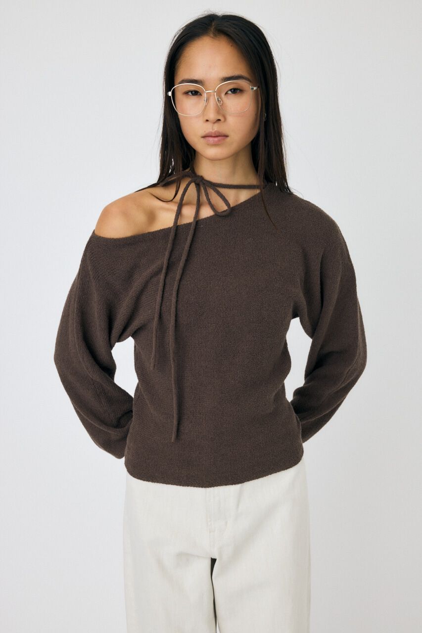 MOUSSY「ONE SHOULDER ニットトップス」|ニット・セーター|BRN