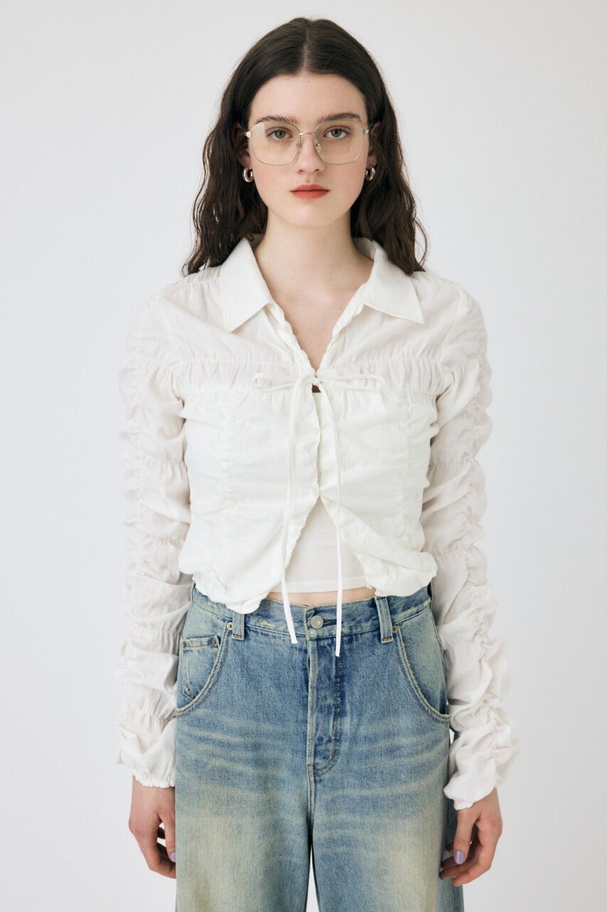 MOUSSY「FRONT TIE SHIRRING シャツ」|シャツ・ブラウス|