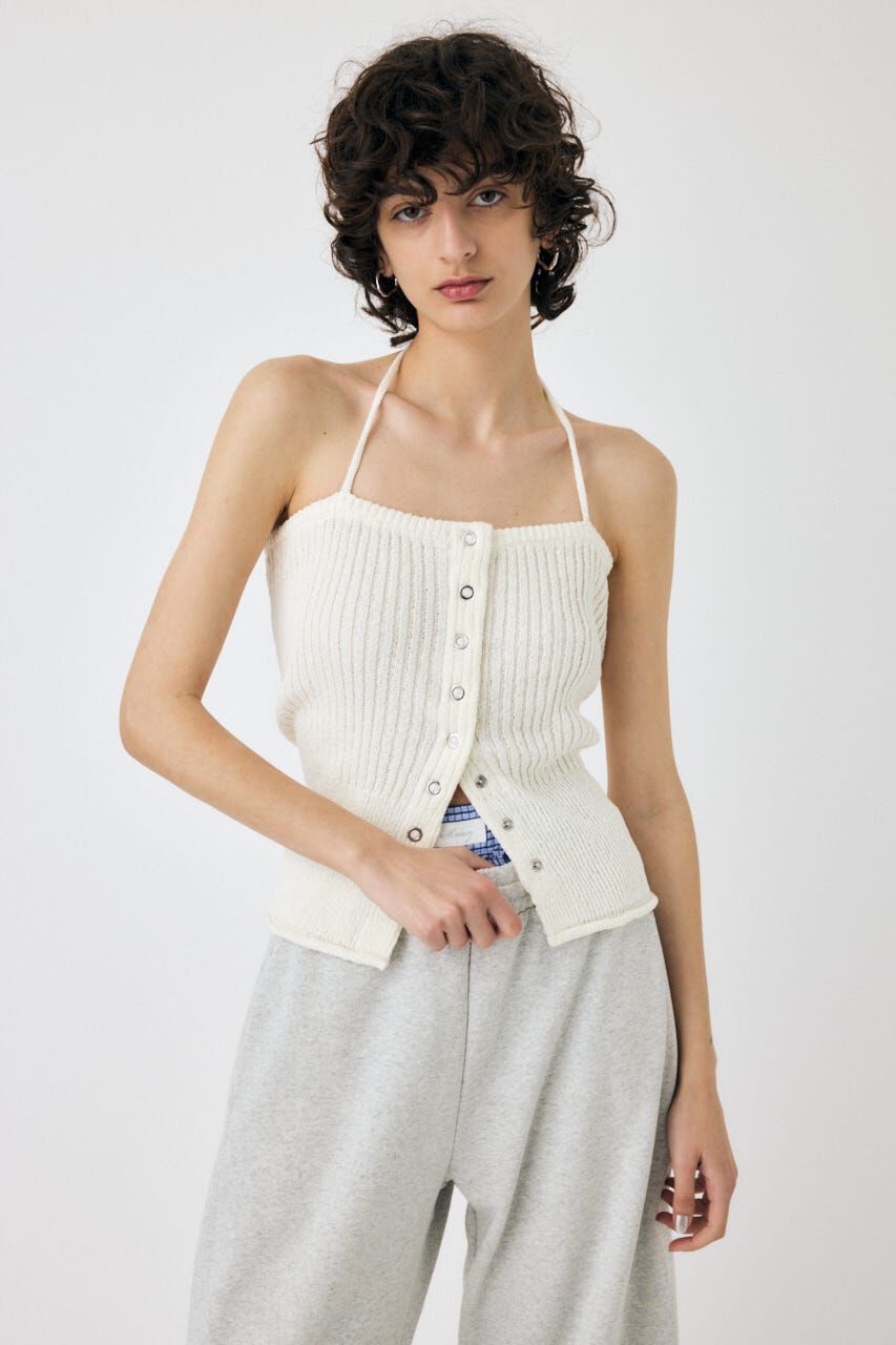 MOUSSY「FRONT BUTTON ニットキャミ」|キャミソール|WHT