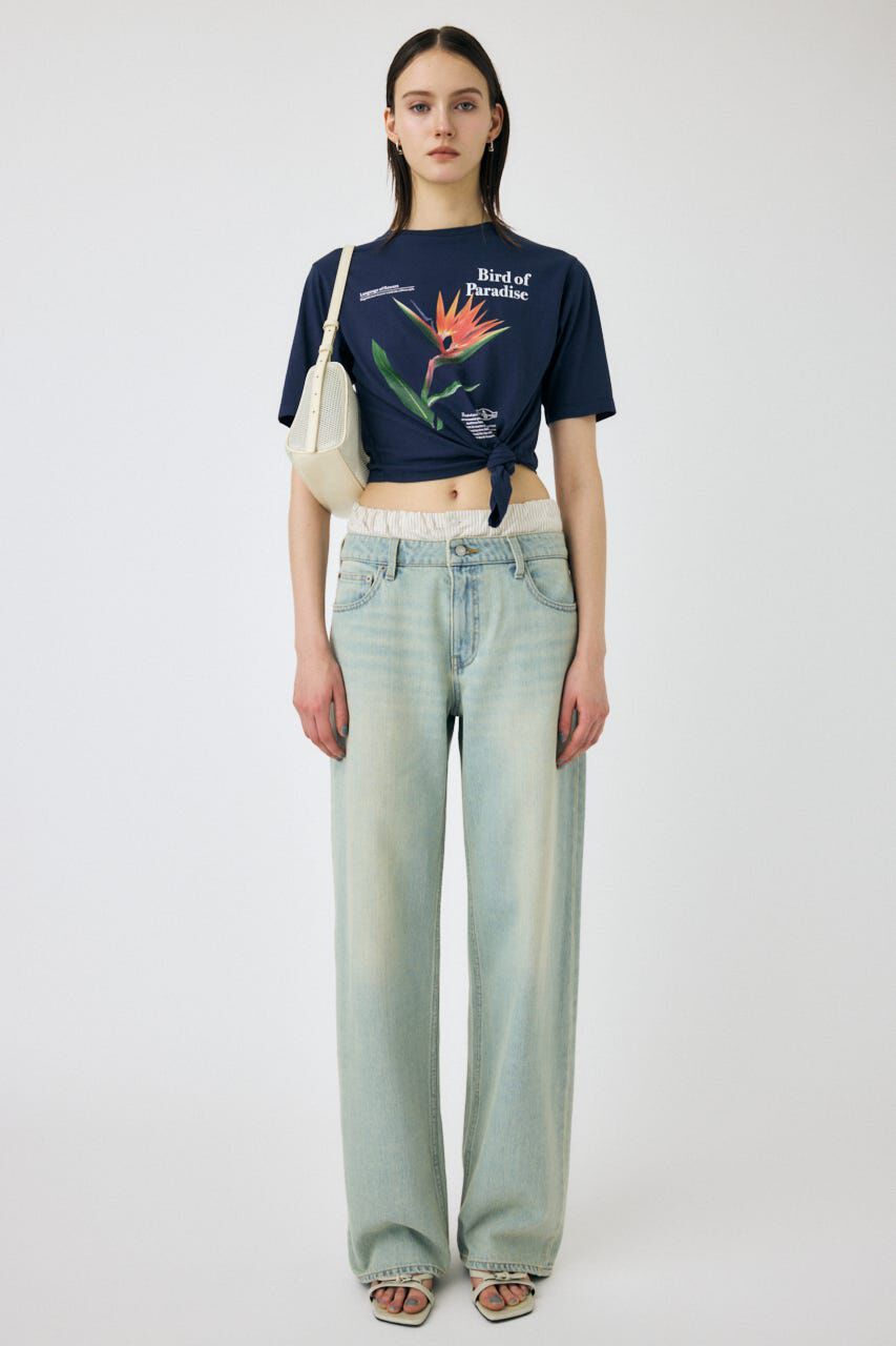 MOUSSY「ASYMMETRY フラワー TEE」|Tシャツ・カットソー|