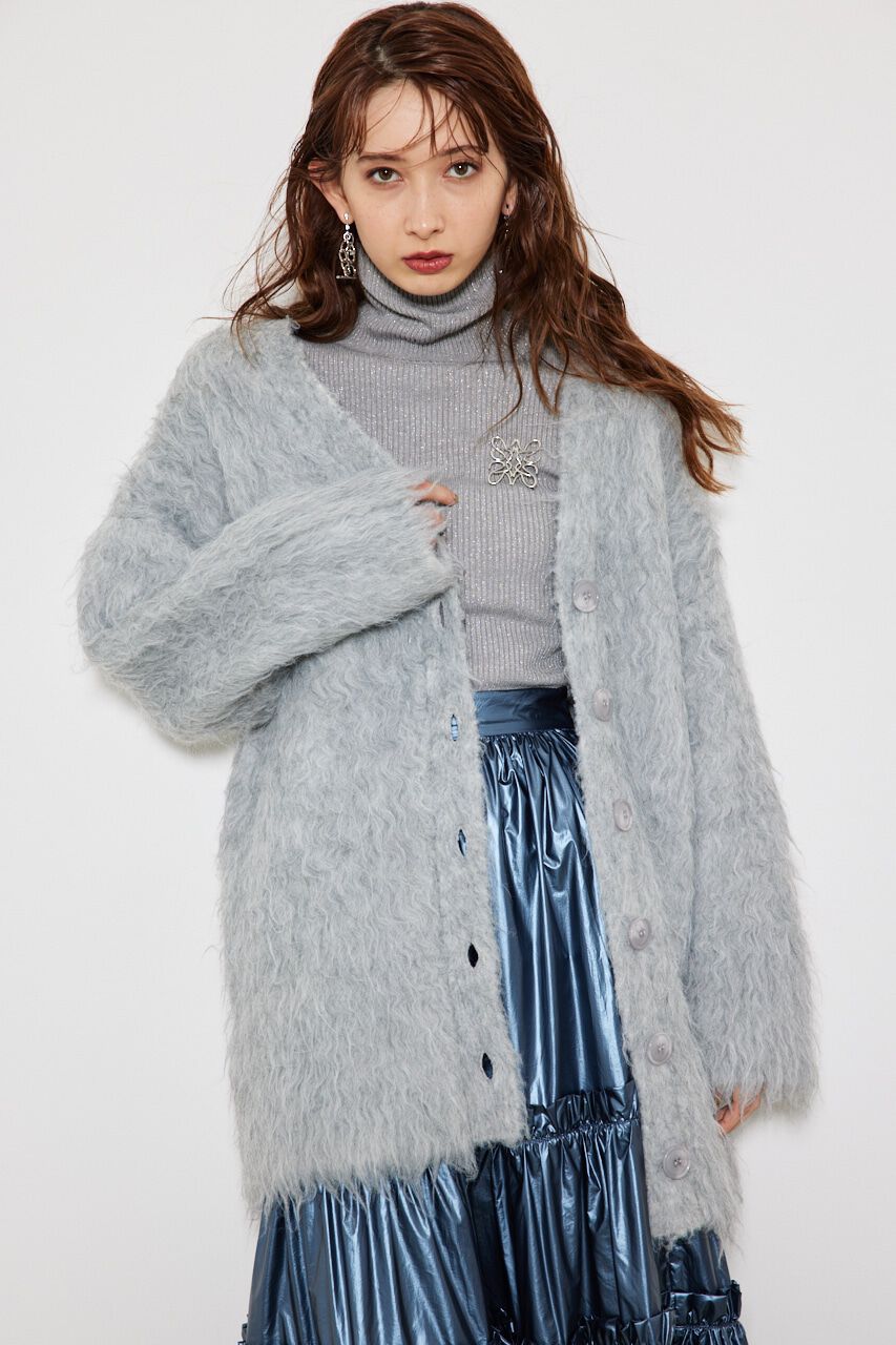 rienda「2WAYロングシャギーKnit CD」|カーディガン|L/GRY1