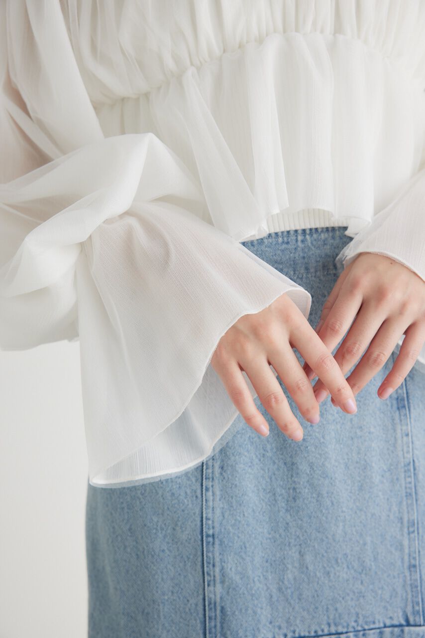 rienda「ペプラムチュールコンビKnit TOP」|ニット・セーター|