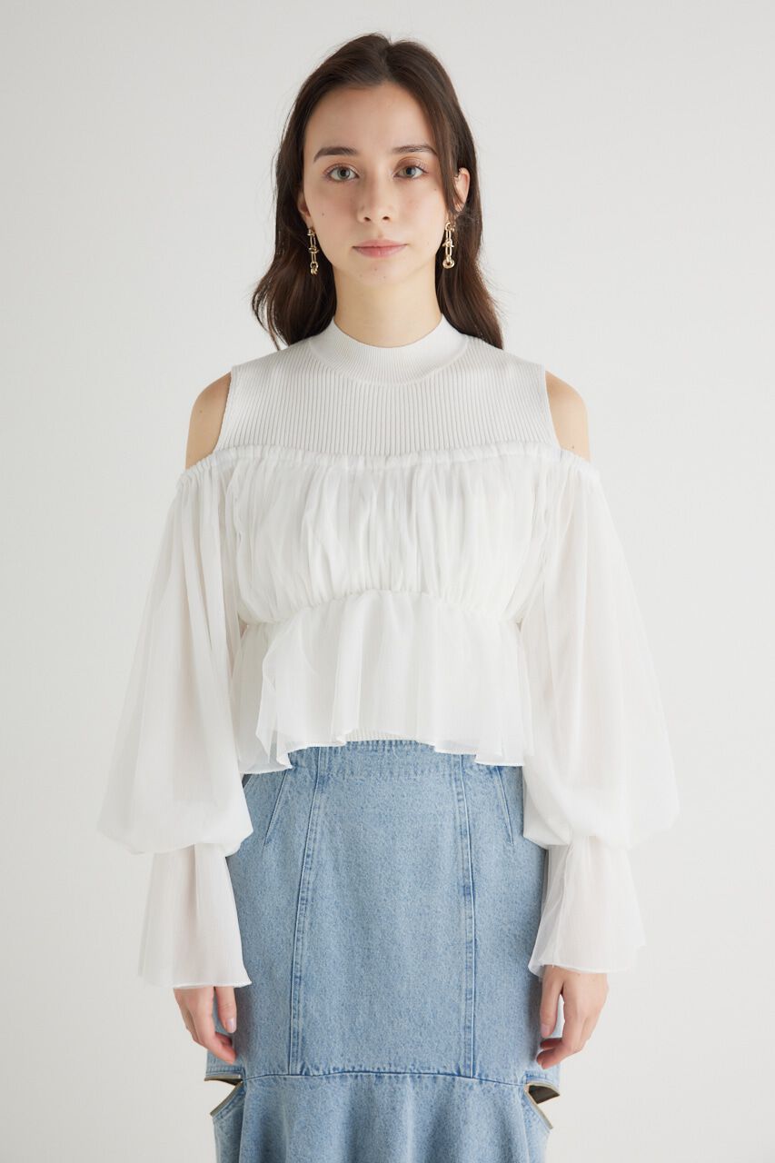 rienda「ペプラムチュールコンビKnit TOP」|ニット・セーター|