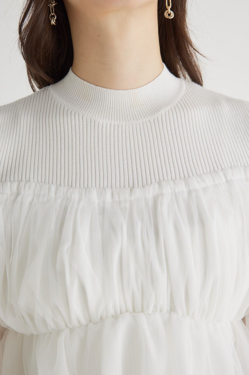 rienda「ペプラムチュールコンビKnit TOP」|ニット・セーター|