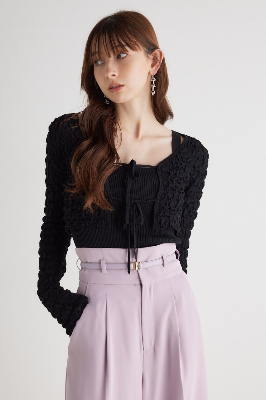 rienda「シャーリングカーデSET Knit TOP」|ニット・セーター|