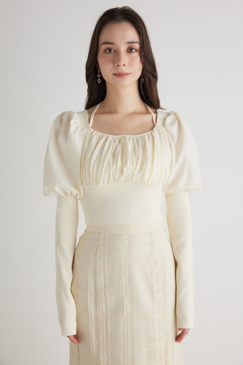 rienda「バストギャザークロップドKnit TOP」|ニット・セーター|