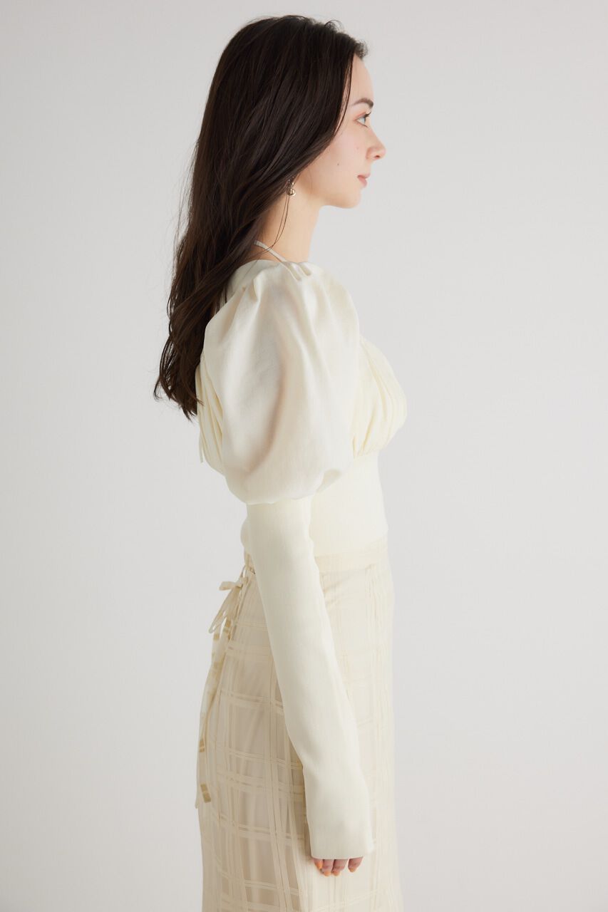 rienda「バストギャザークロップドKnit TOP」|ニット・セーター|