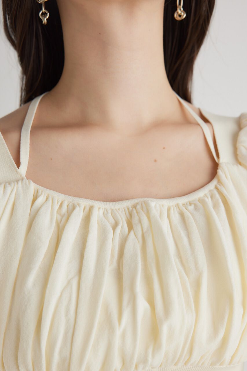 rienda「バストギャザークロップドKnit TOP」|ニット・セーター|