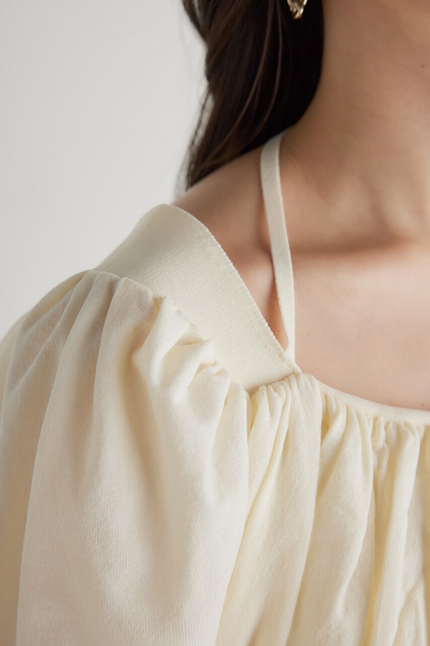 rienda「バストギャザークロップドKnit TOP」|ニット・セーター|