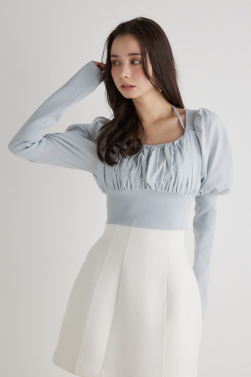 rienda「バストギャザークロップドKnit TOP」|ニット・セーター|