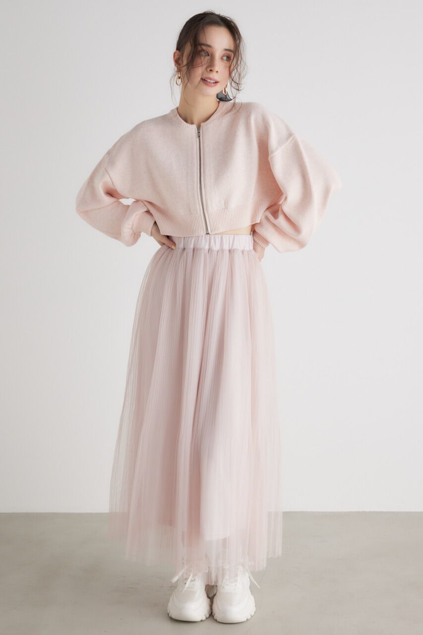 rienda「フロントZIPショート Knit BZ」|ブルゾン・スタジャン|