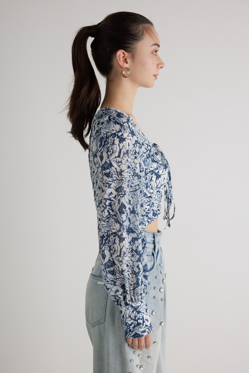 rienda「バックオープンギャザーデザイン TOP」|シャツ・ブラウス|